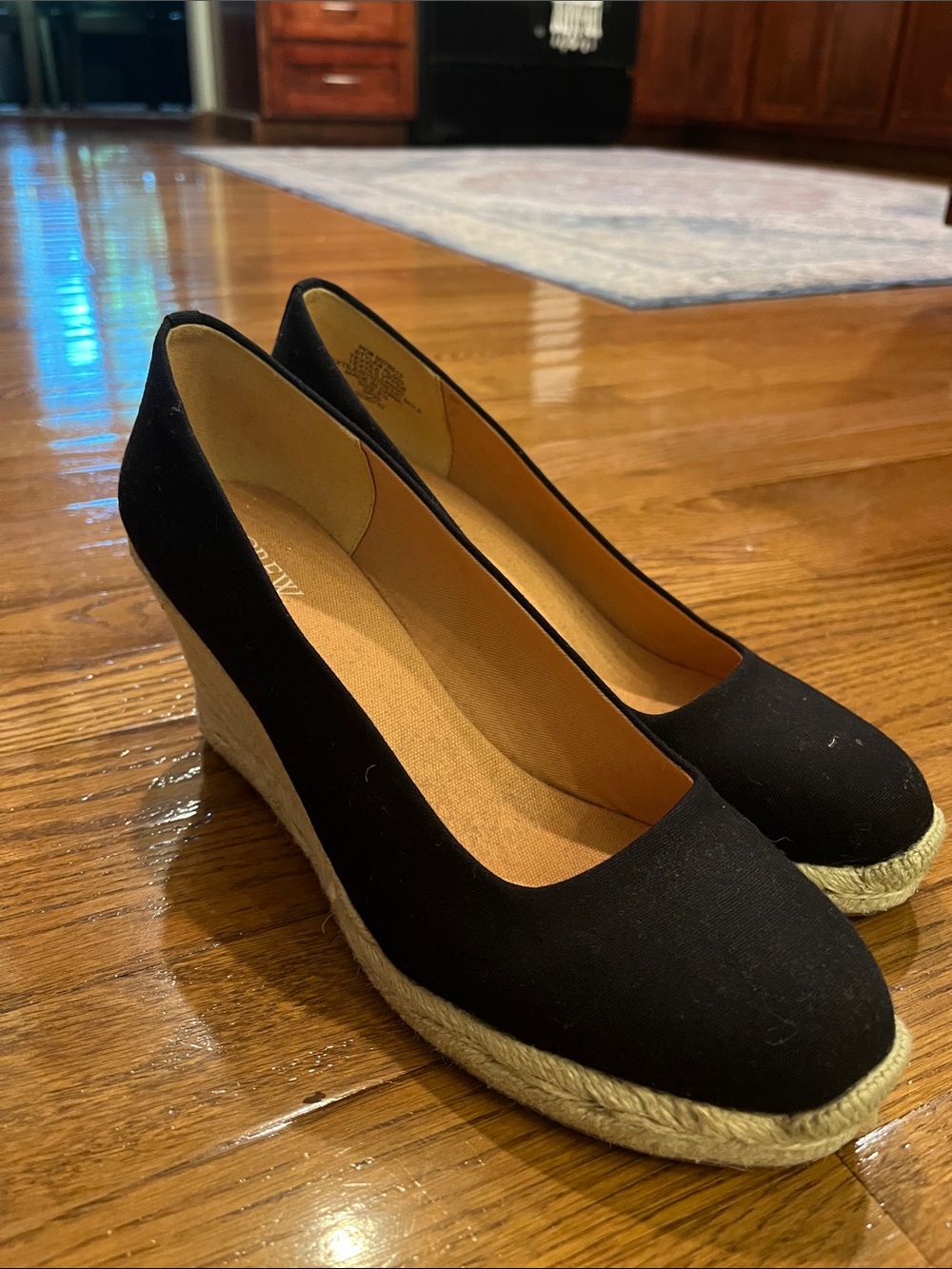 J. Crew Black Canvas Espadrille Wedge Pumps